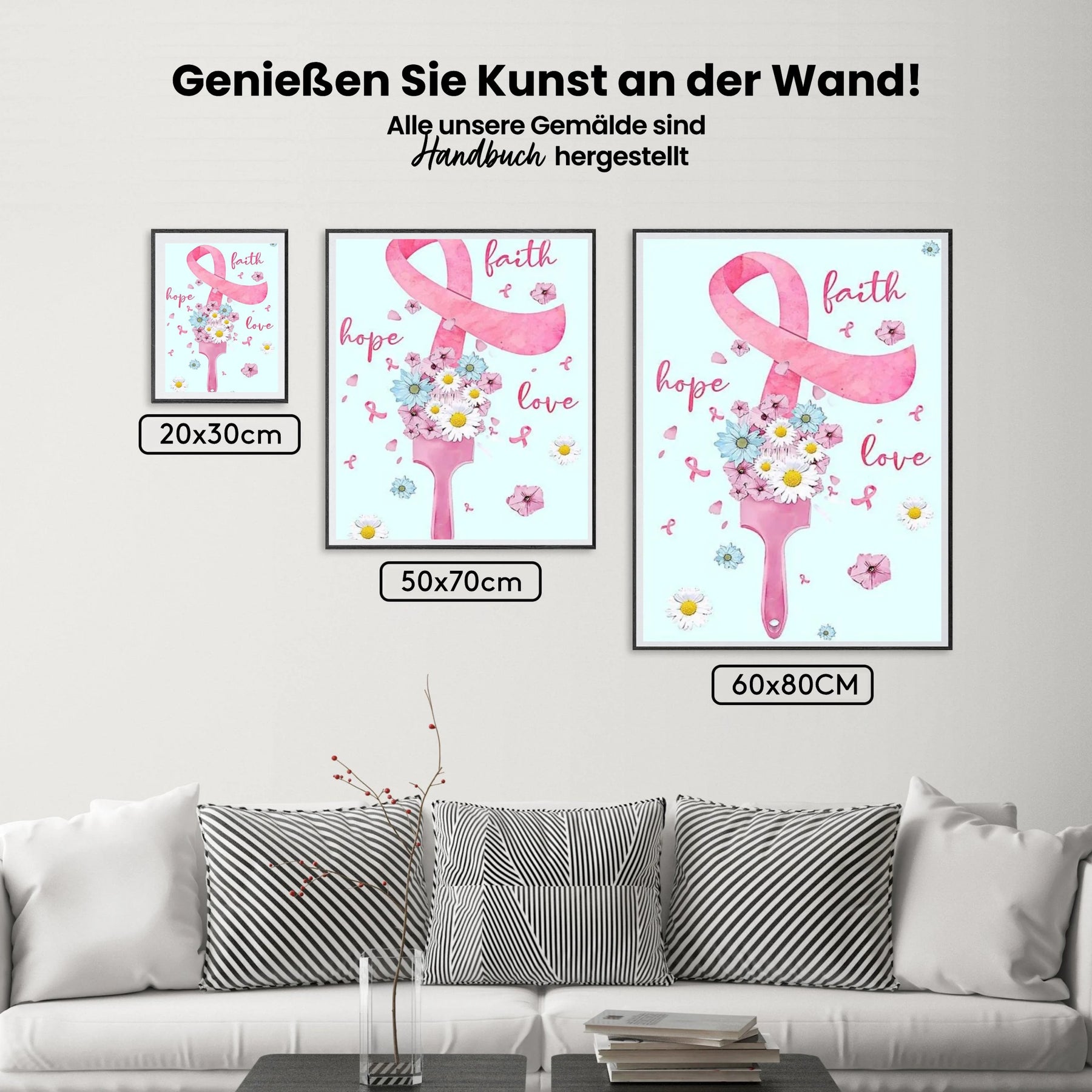 Pink Ribbon | Faith Love Hope - Malen nach Zahlen
