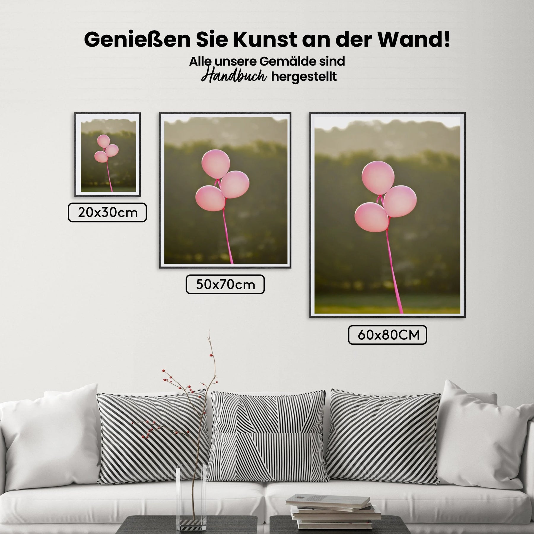 Pink Ribbon | Rosa Luftballons - Malen nach Zahlen