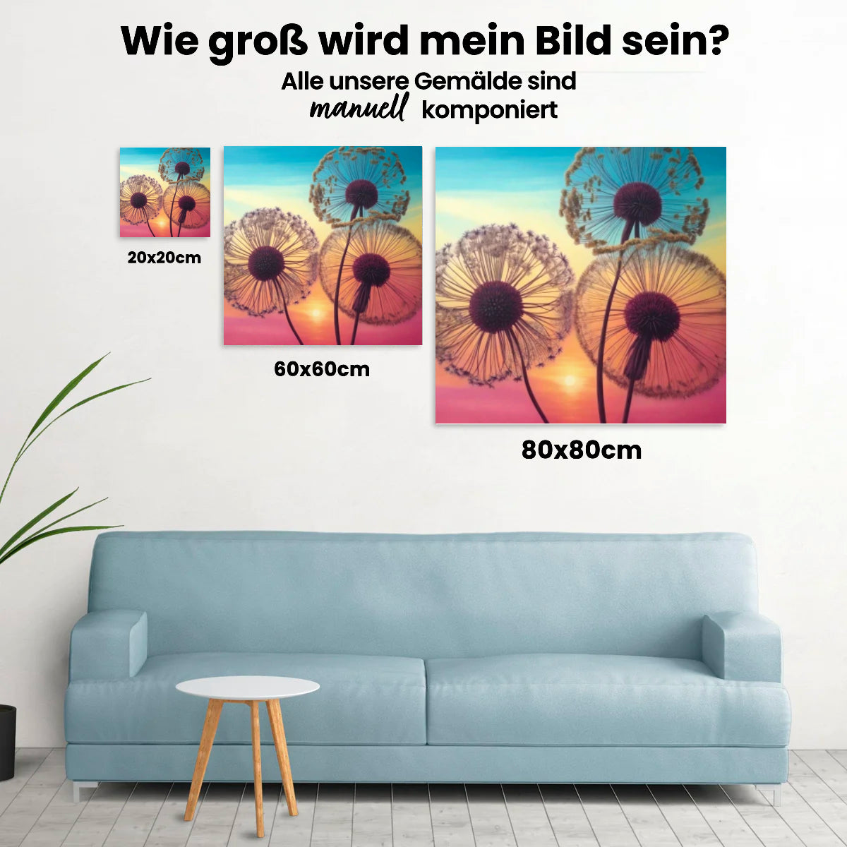Pusteblumen Sonnenuntergang - Malen nach Zahlen