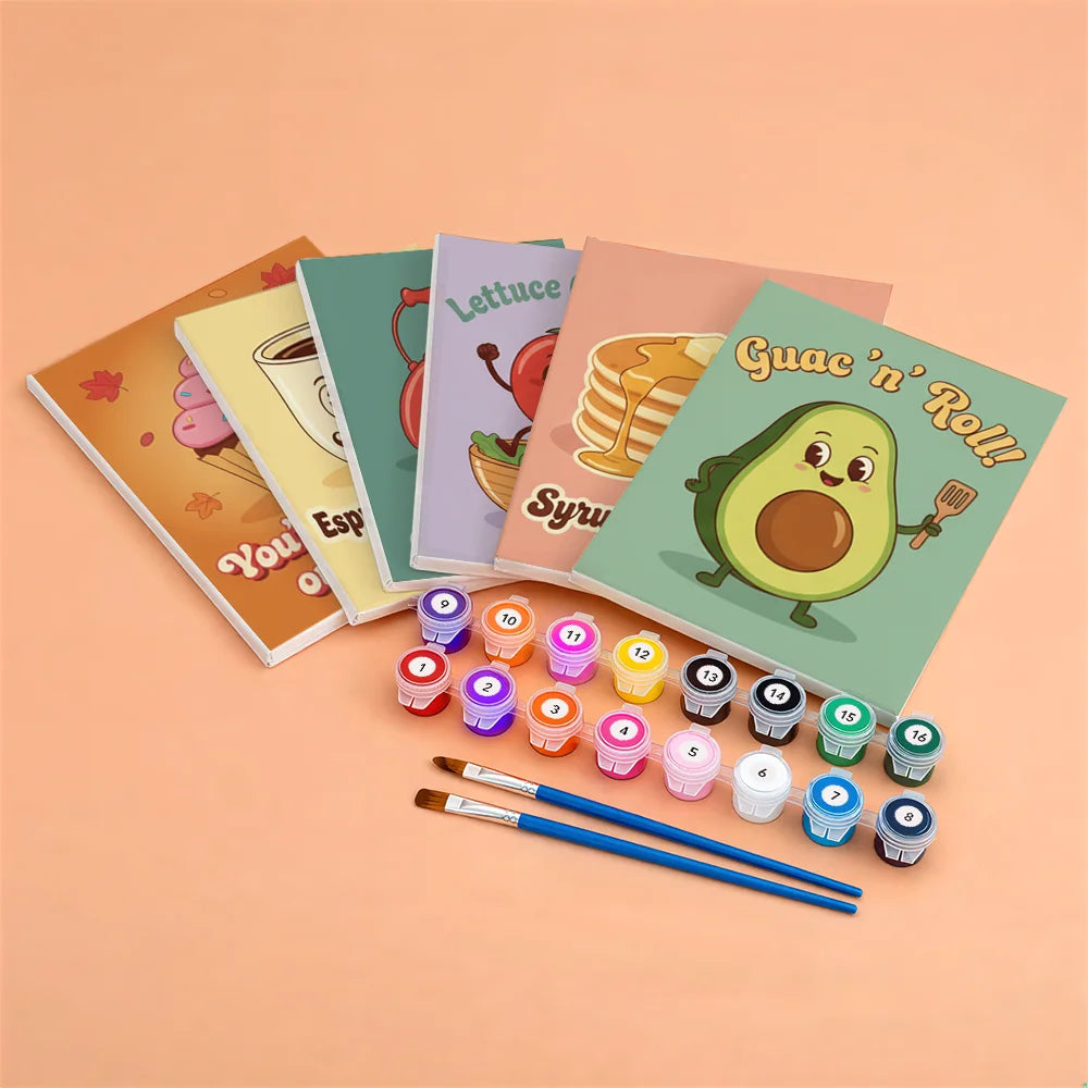 Måla efter siffror - 6 minimålningar | Set med abstrakta affirmationer