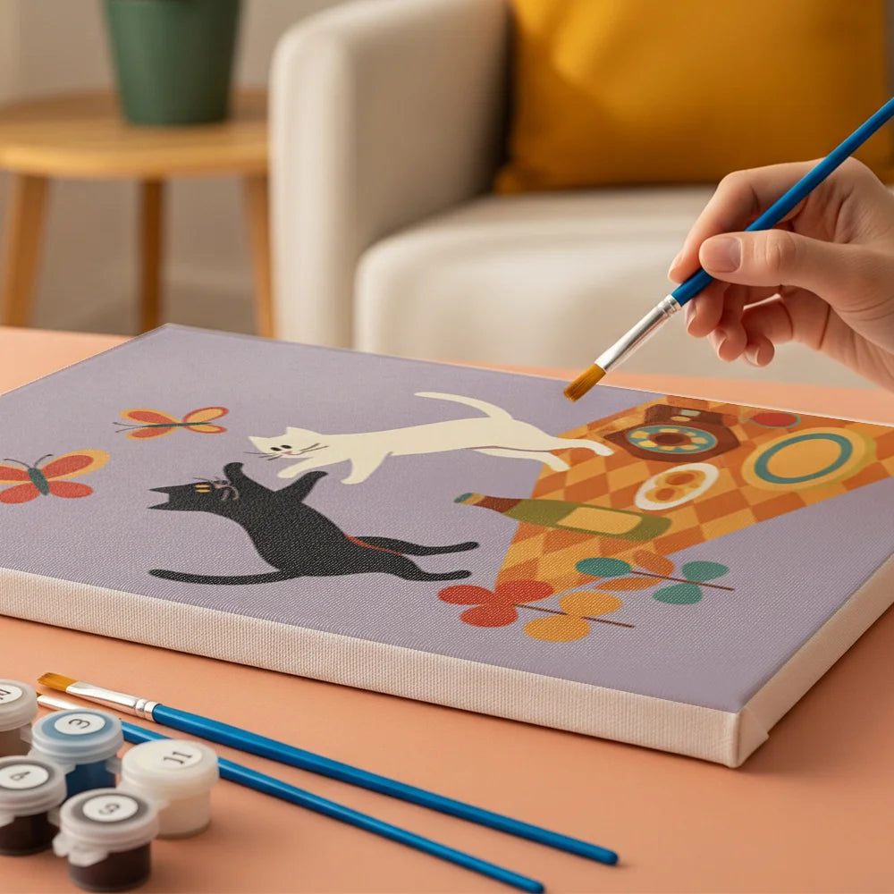 Måla efter siffror - 6 minimålningar | Set med abstrakta affirmationer