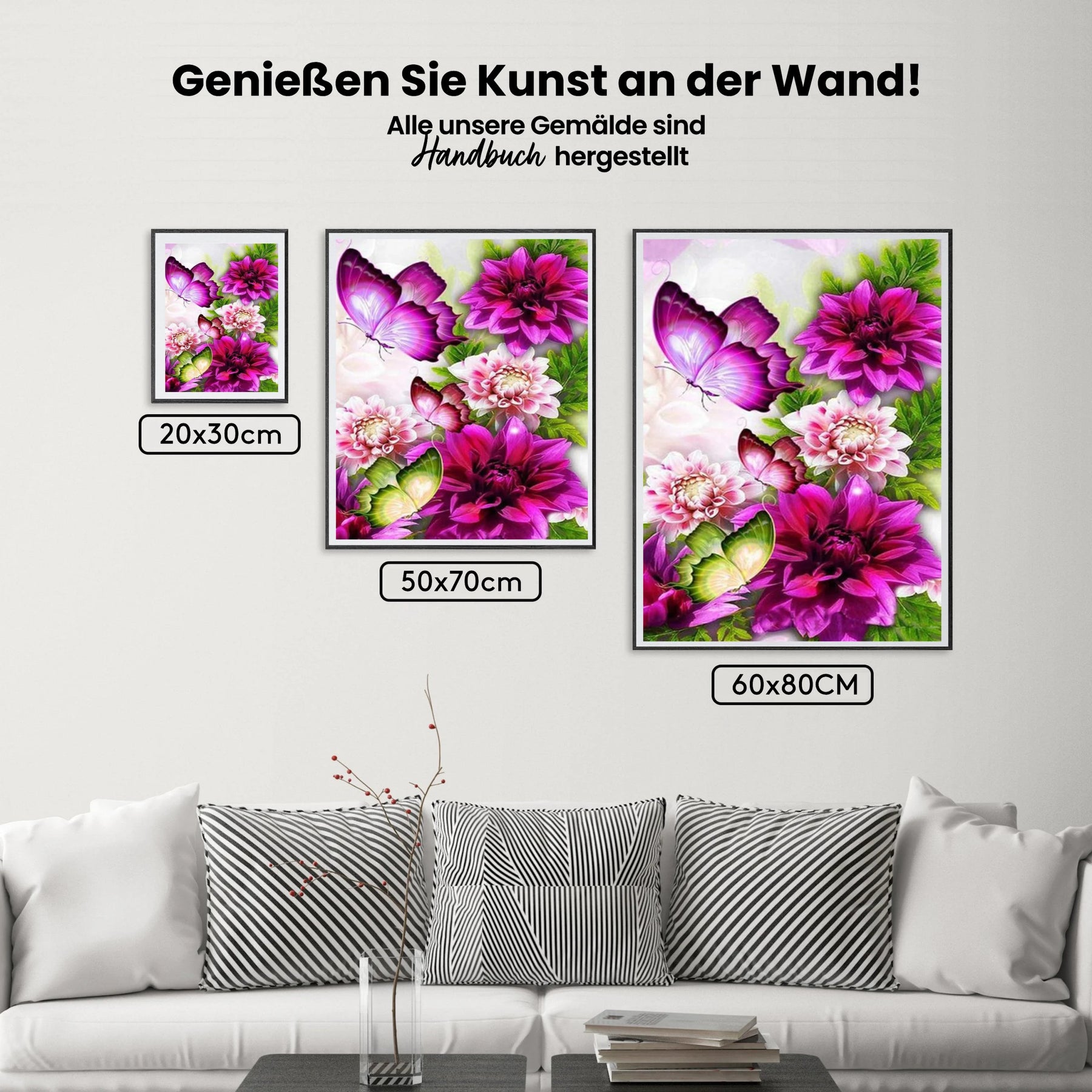 Rosa Blume - Schmetterlinge - Malen nach Zahlen