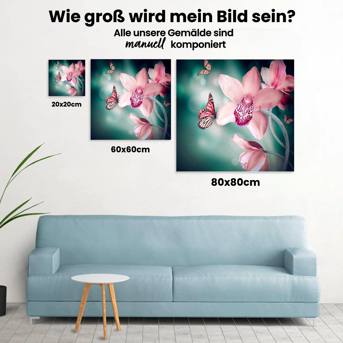 Rosa Blume - Schmetterlinge - Malen nach Zahlen