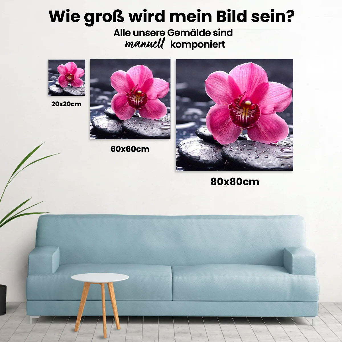 Rosa Blume auf Stein - Malen nach Zahlen