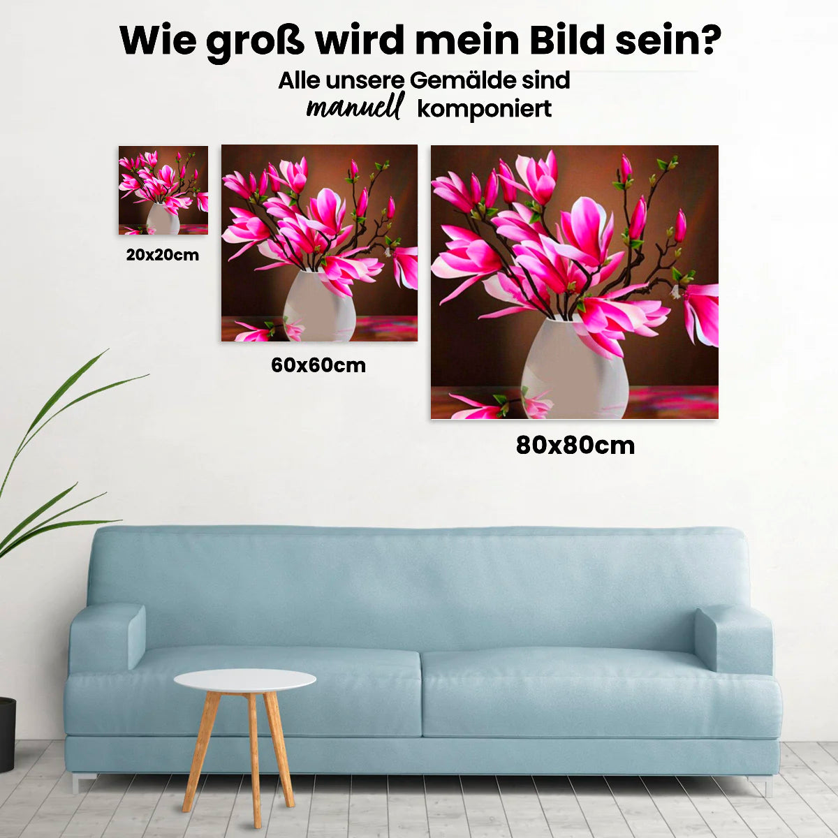 Rosa Blumen in Vase - Malen nach Zahlen
