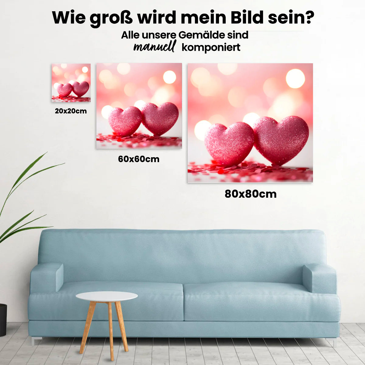 Rosa Herzen - Malen nach Zahlen
