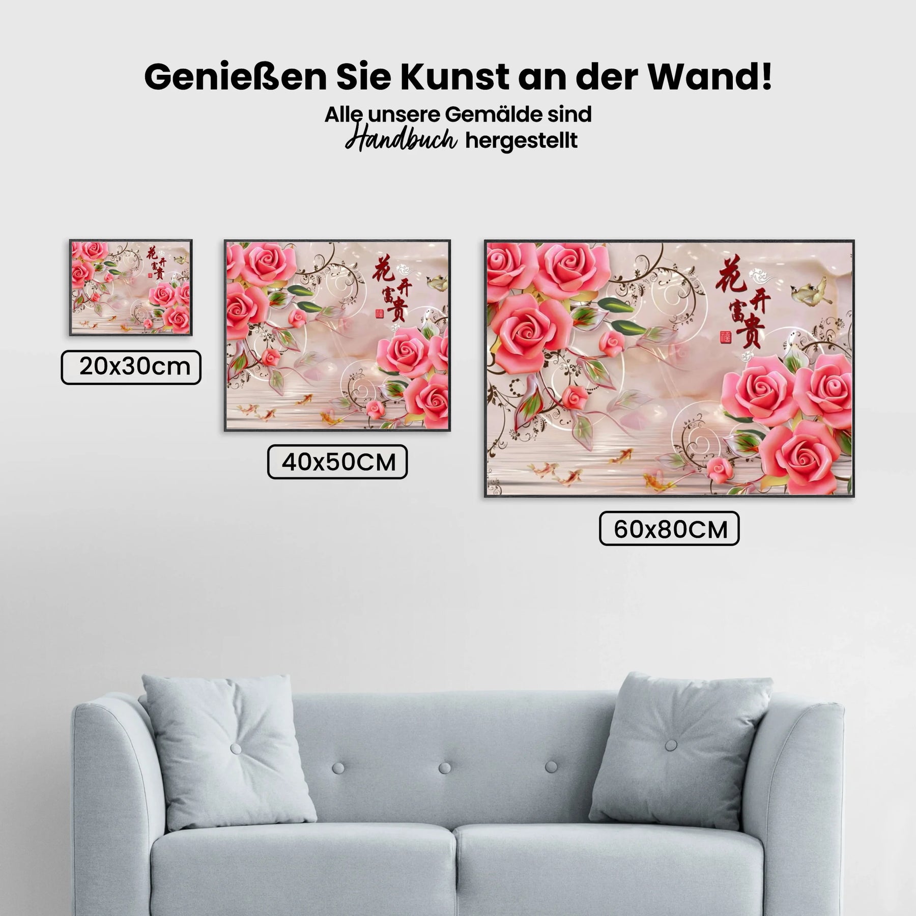 Rosa Rosen XL - Malen nach Zahlen
