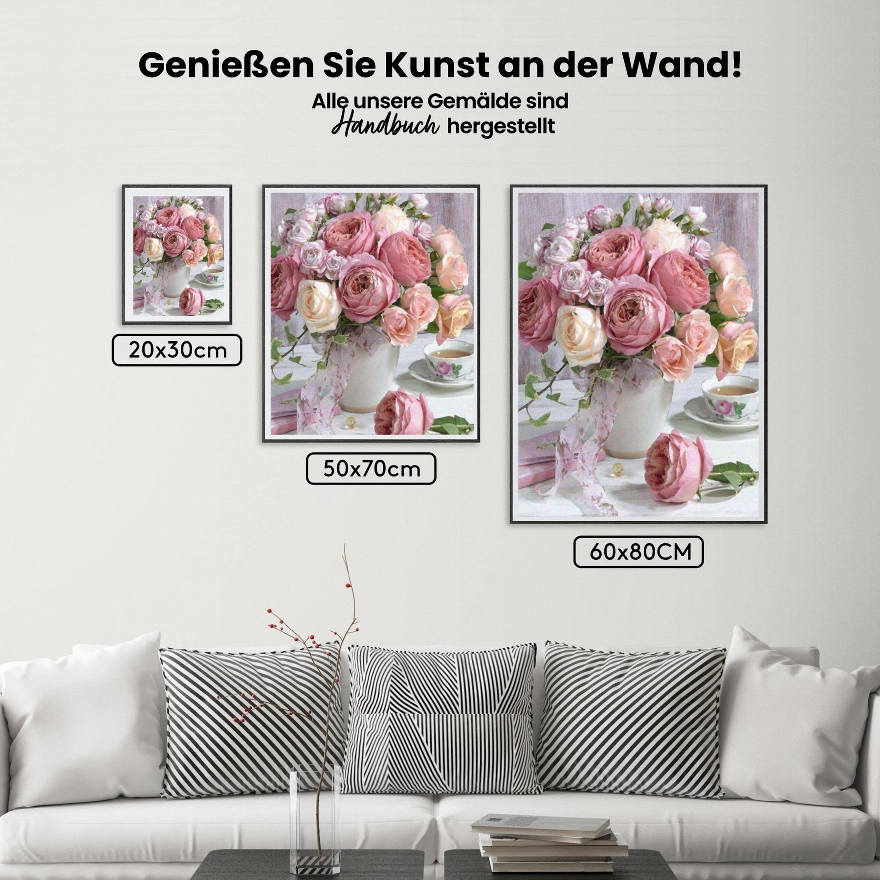 Rosa Rosen in einem Bak | Aurora Borealis - Malen nach Zahlen