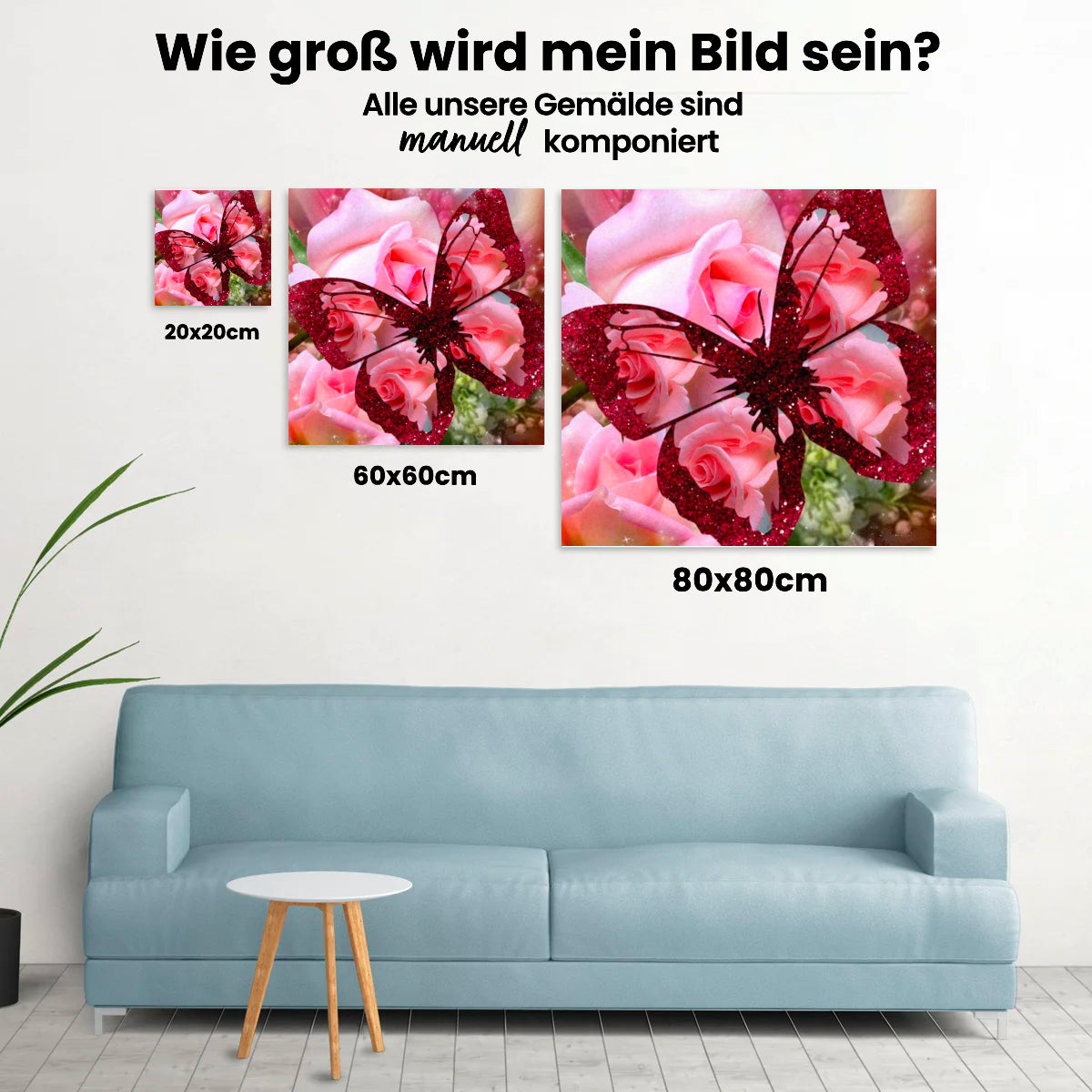 Rose - Schmetterling - Malen nach Zahlen