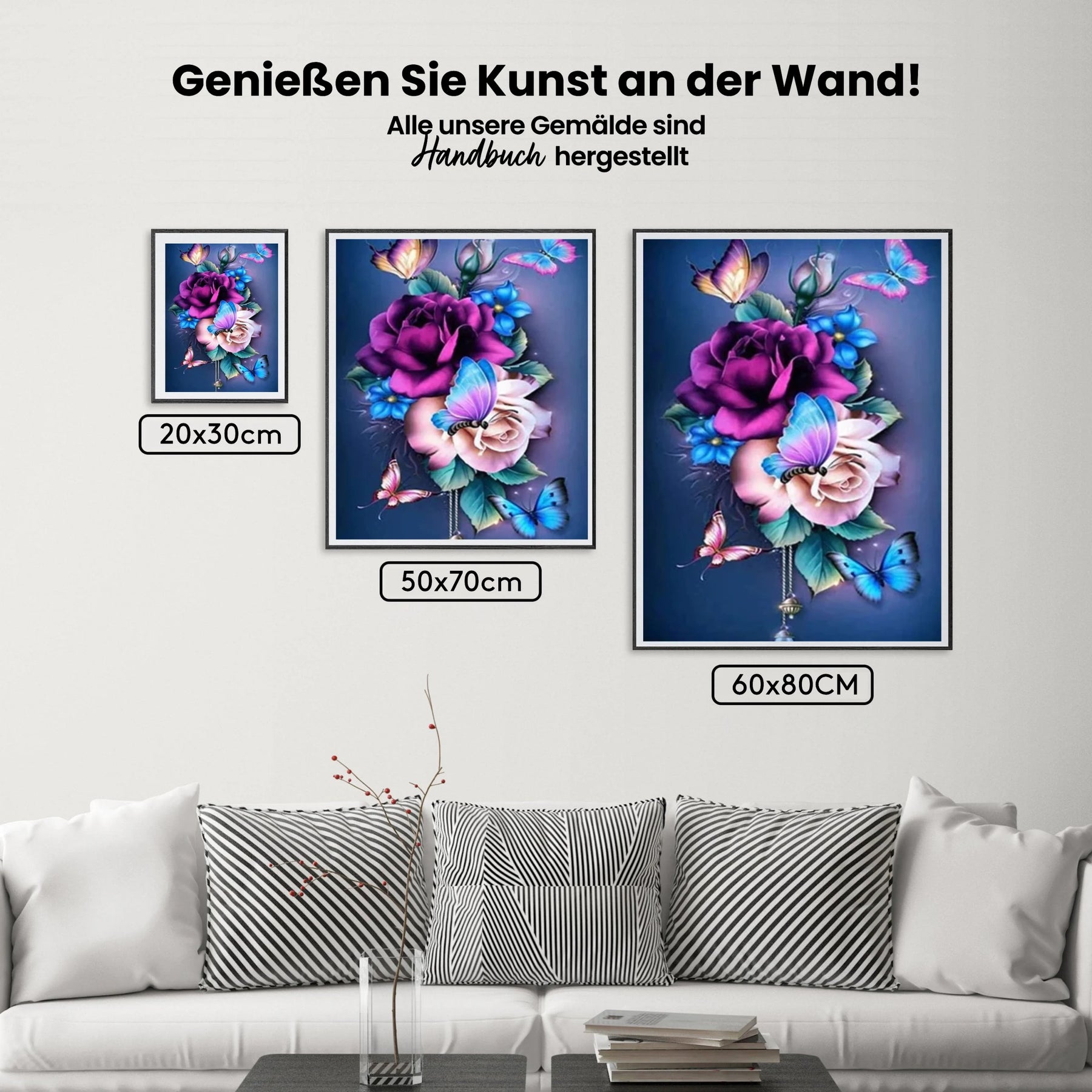 Rosen - Schmetterlinge - Malen nach Zahlen