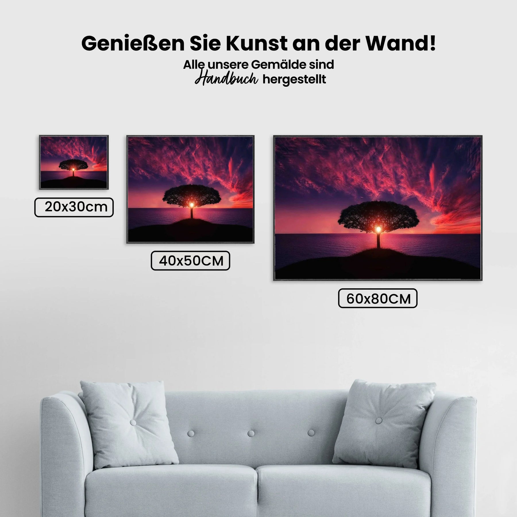 Roter Sonnenuntergangsbaum - Malen nach Zahlen
