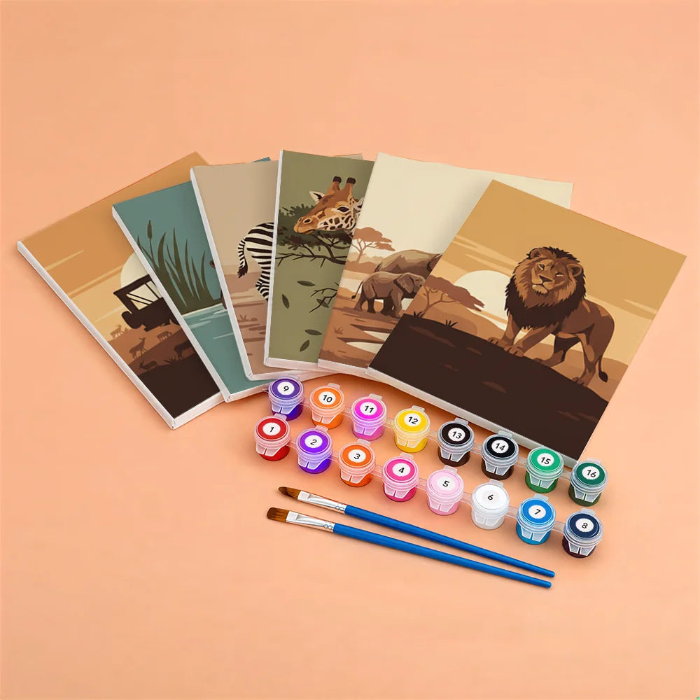 Måla efter siffror - 6 minimålningar | Set med abstrakta affirmationer