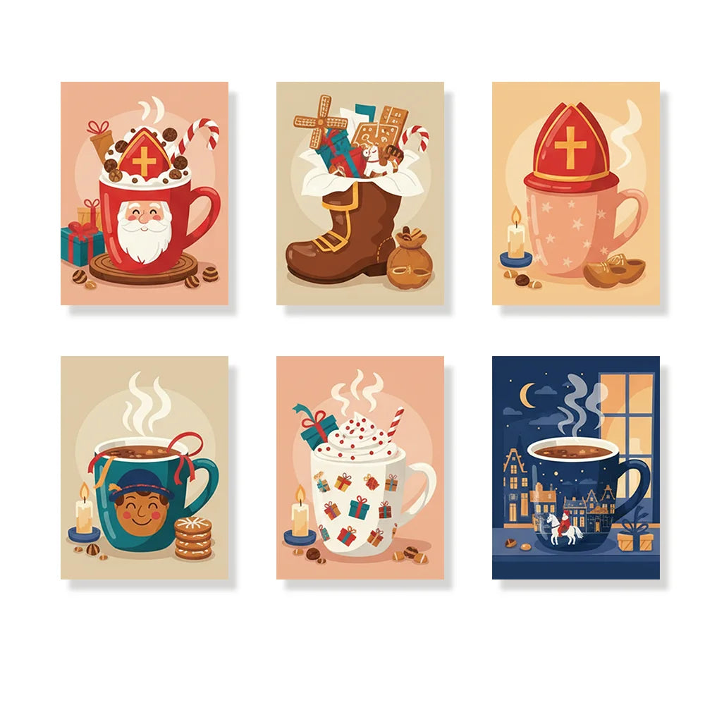 Måla efter siffror - 6 minimålningar | Set med abstrakta affirmationer