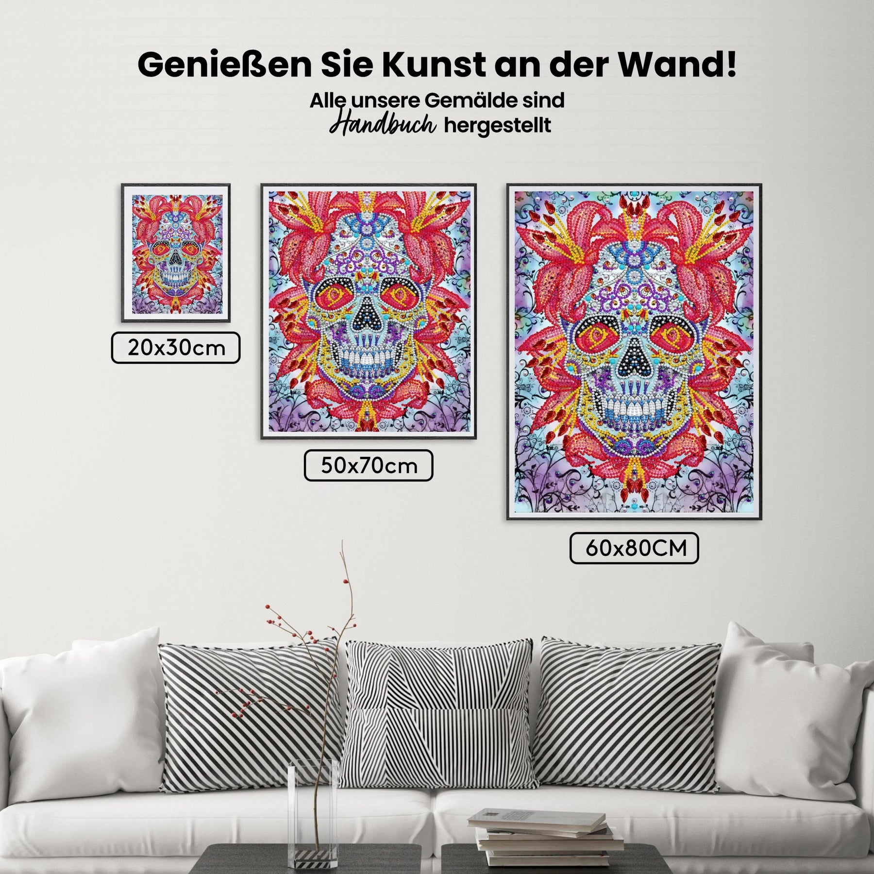 Schädel Blumen | Glow in the Dark - Malen nach Zahlen