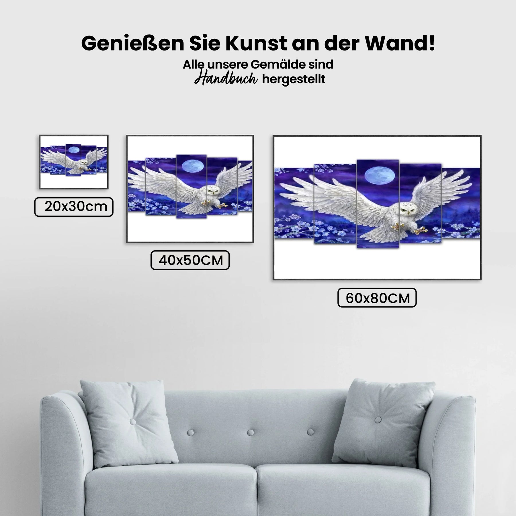 Schnee-Eule | 5 Teile - Malen nach Zahlen
