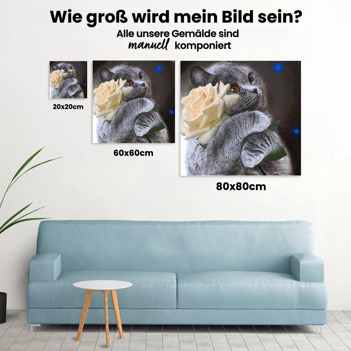 Schwarze Katze mit Blume - Malen nach Zahlen
