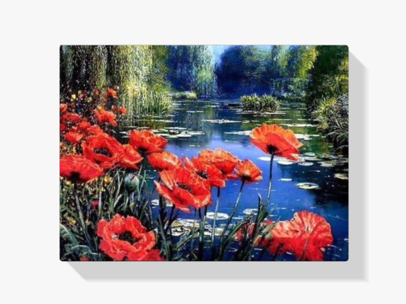 See mit roten Blumen - Malen nach Zahlen