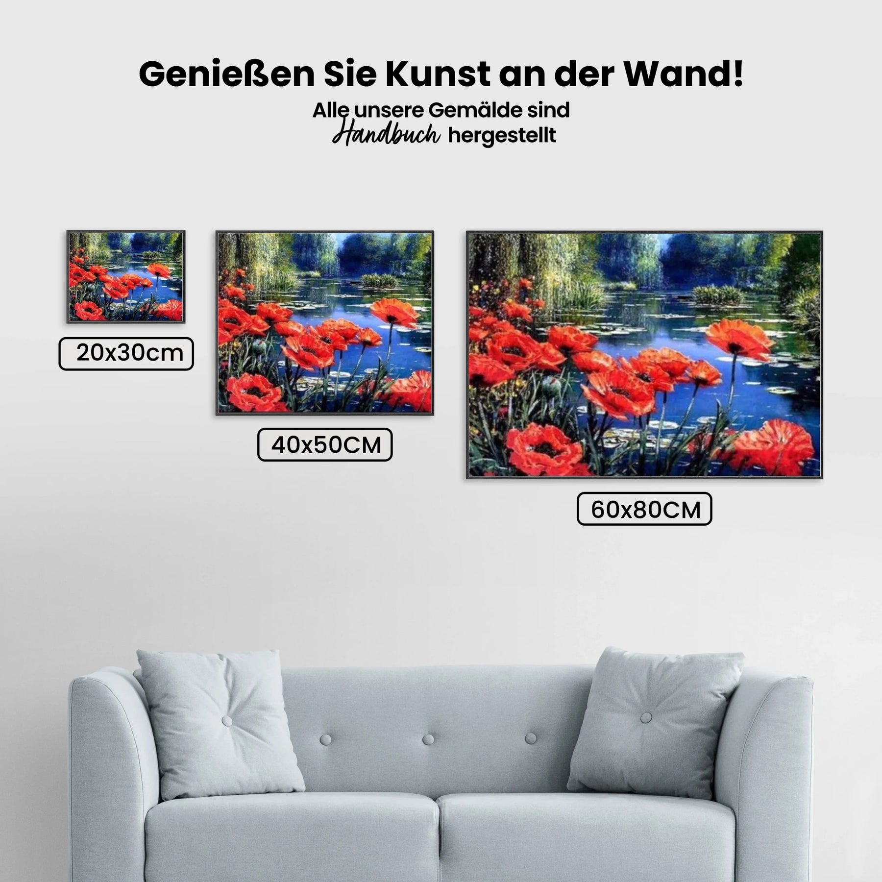 See mit roten Blumen - Malen nach Zahlen