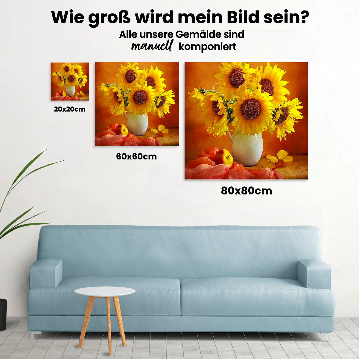 Sonnenblumen und Äpfel - Malen nach Zahlen