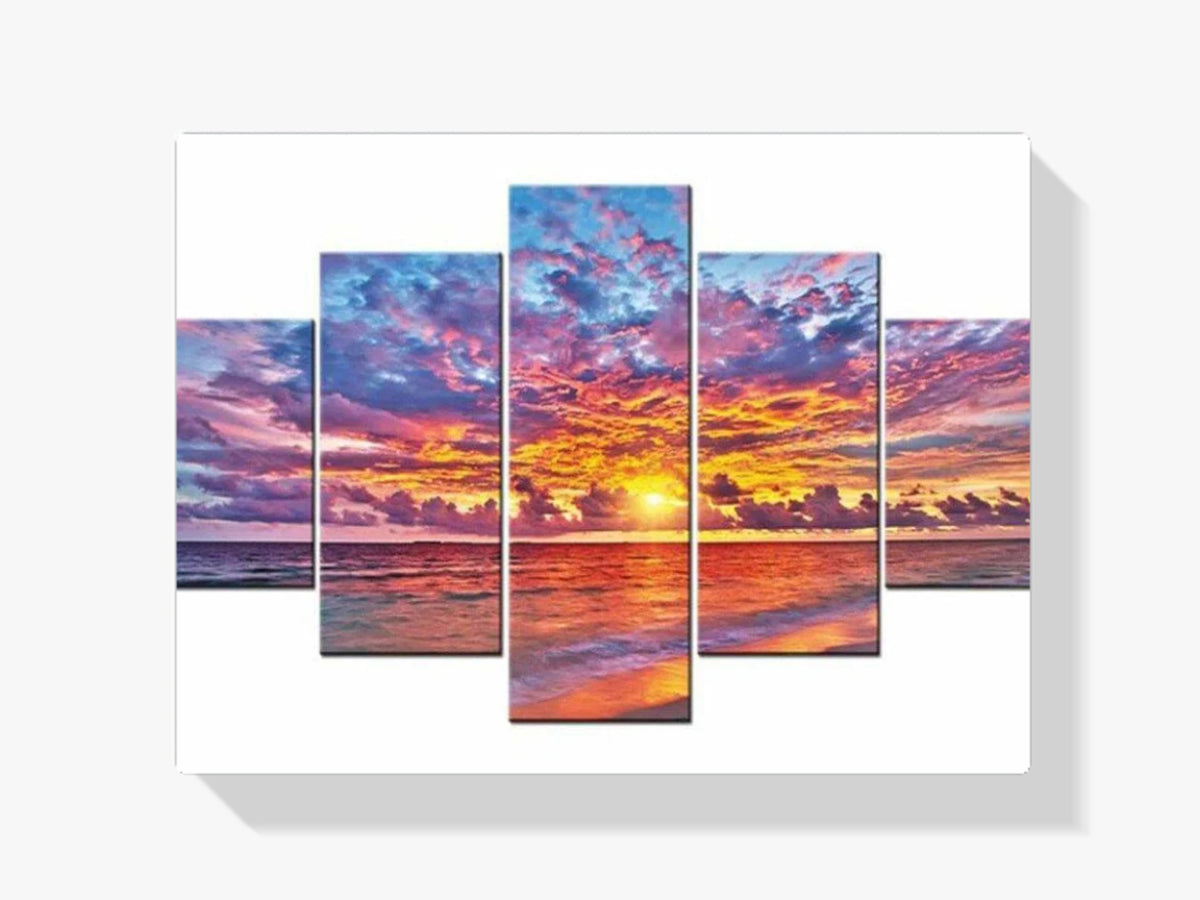 Sonnenuntergang Meer Orange Nacht 5 Teile - Malen nach Zahlen