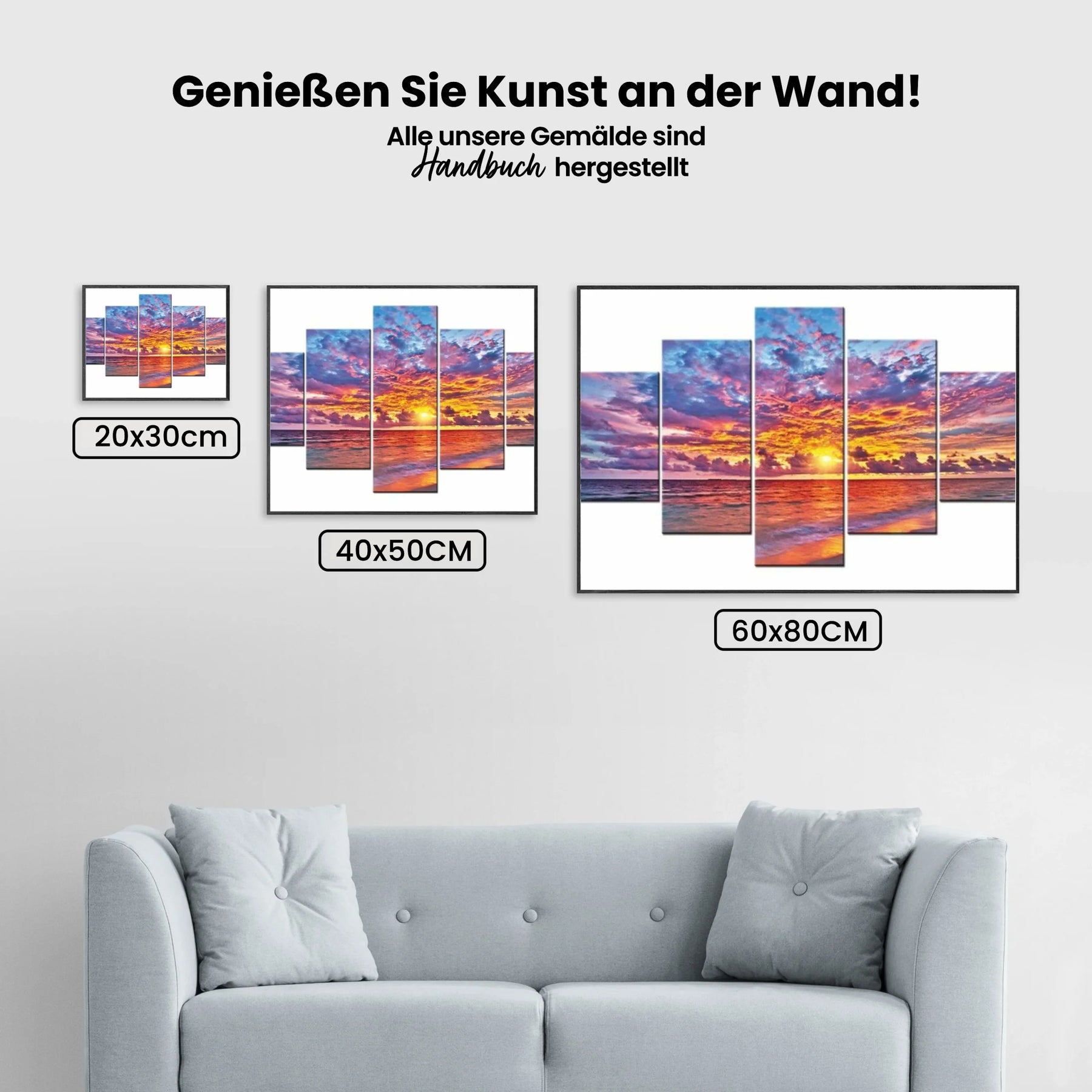 Sonnenuntergang Meer Orange Nacht 5 Teile - Malen nach Zahlen