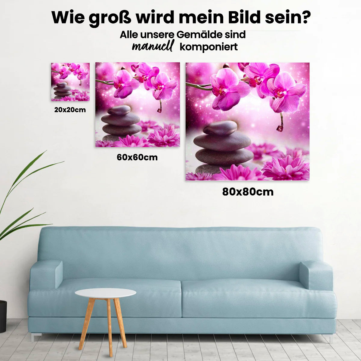 Stein und rosa Blumen - Malen nach Zahlen