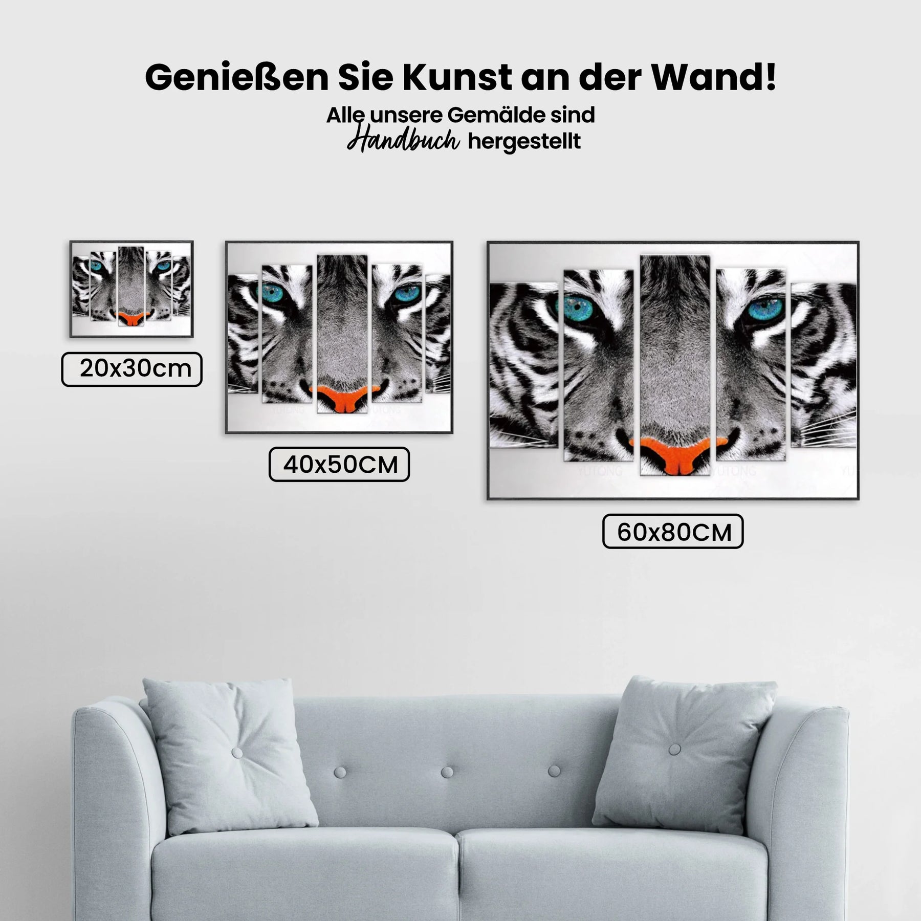 Tiger mit blauen Augen - Malen nach Zahlen