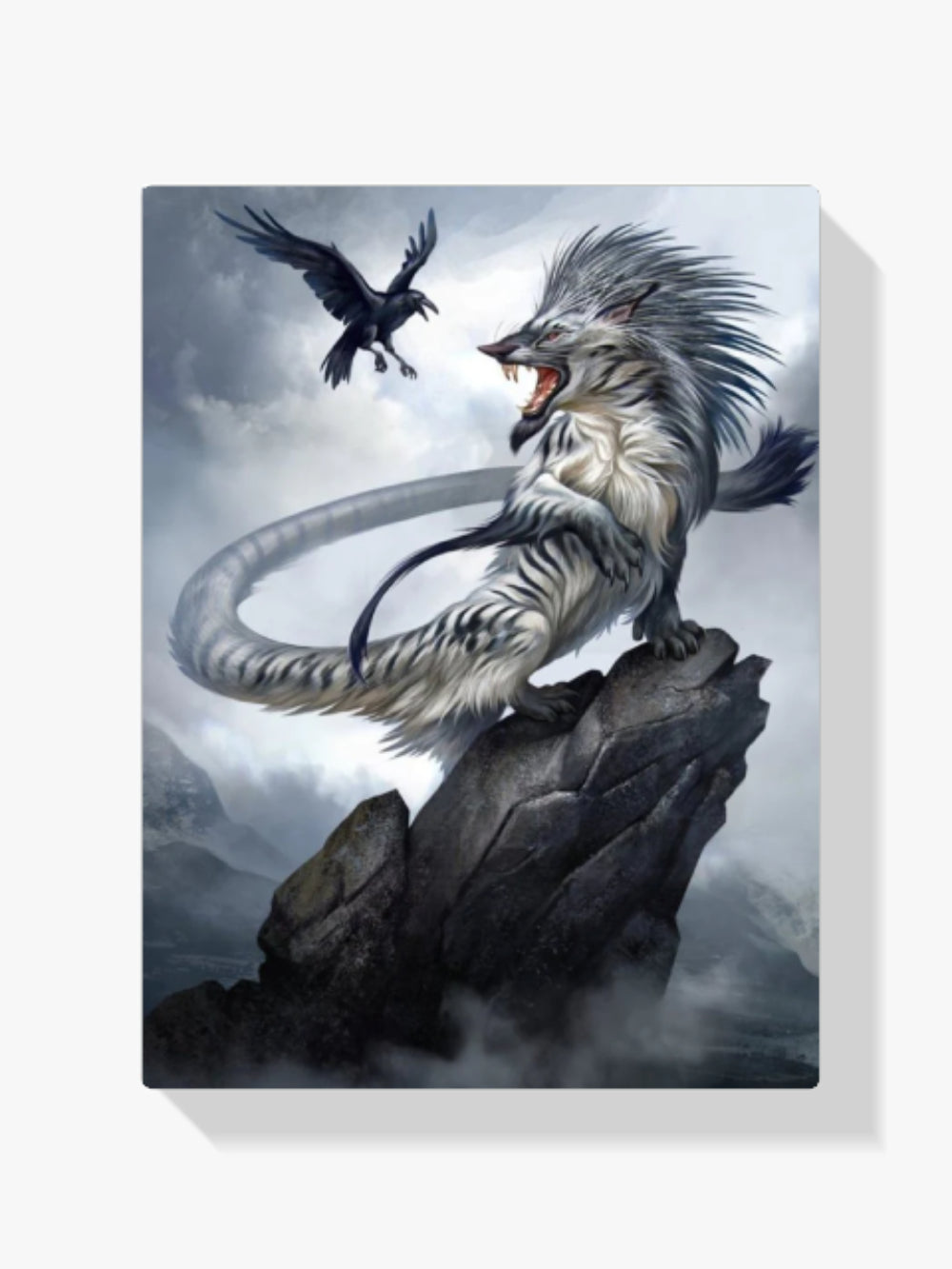 Tiger und Krähe in der Traumwelt - Malen nach Zahlen