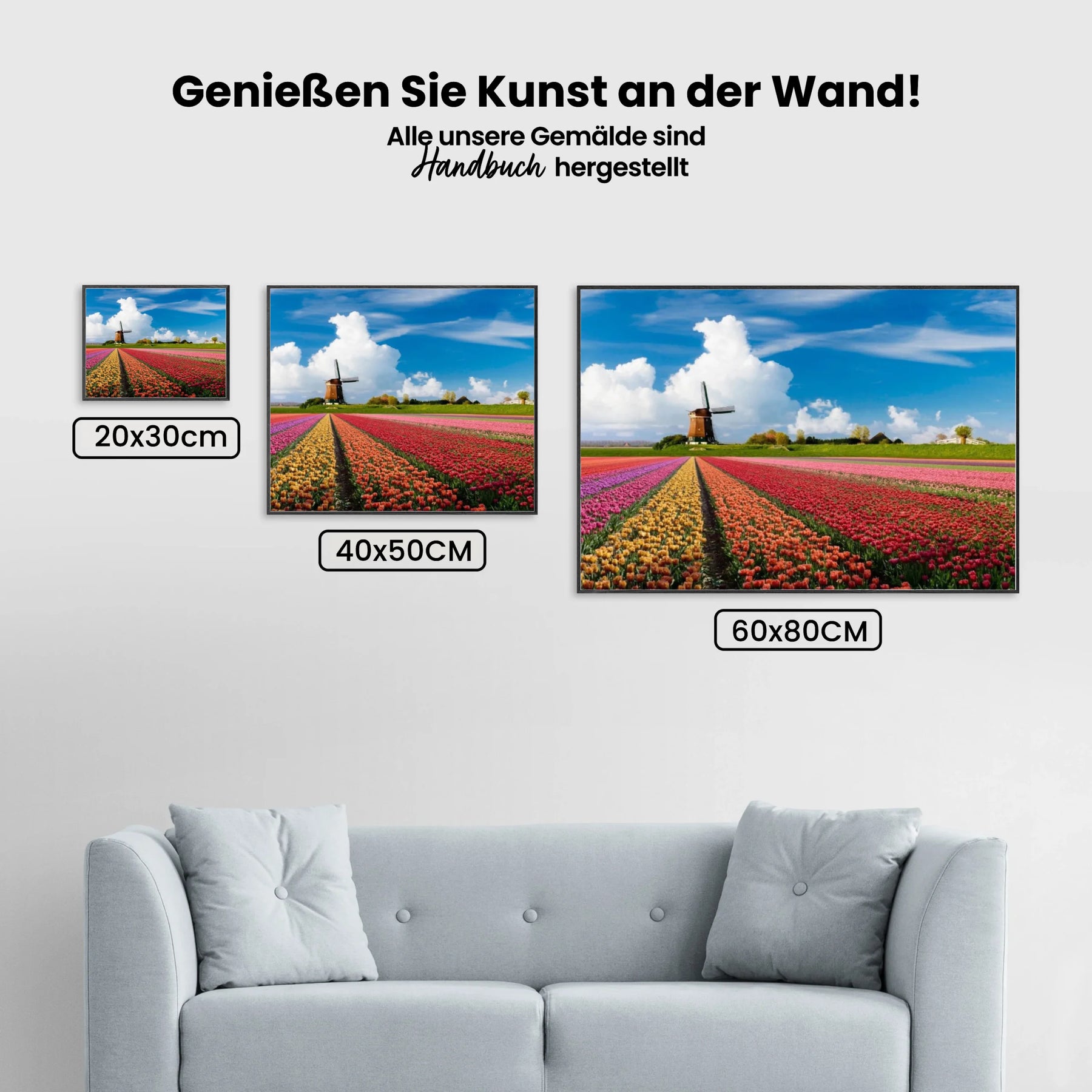 Tulpenfeld mit Windmühle - Malen nach Zahlen