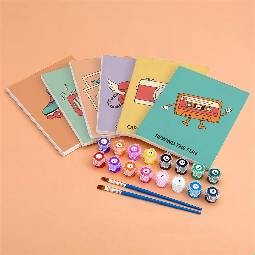 Måla efter siffror - 6 minimålningar | Set med abstrakta affirmationer