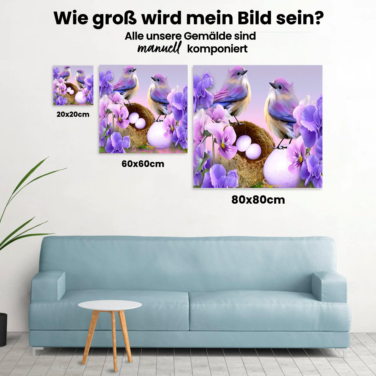 Vögel im Frühling - Malen nach Zahlen