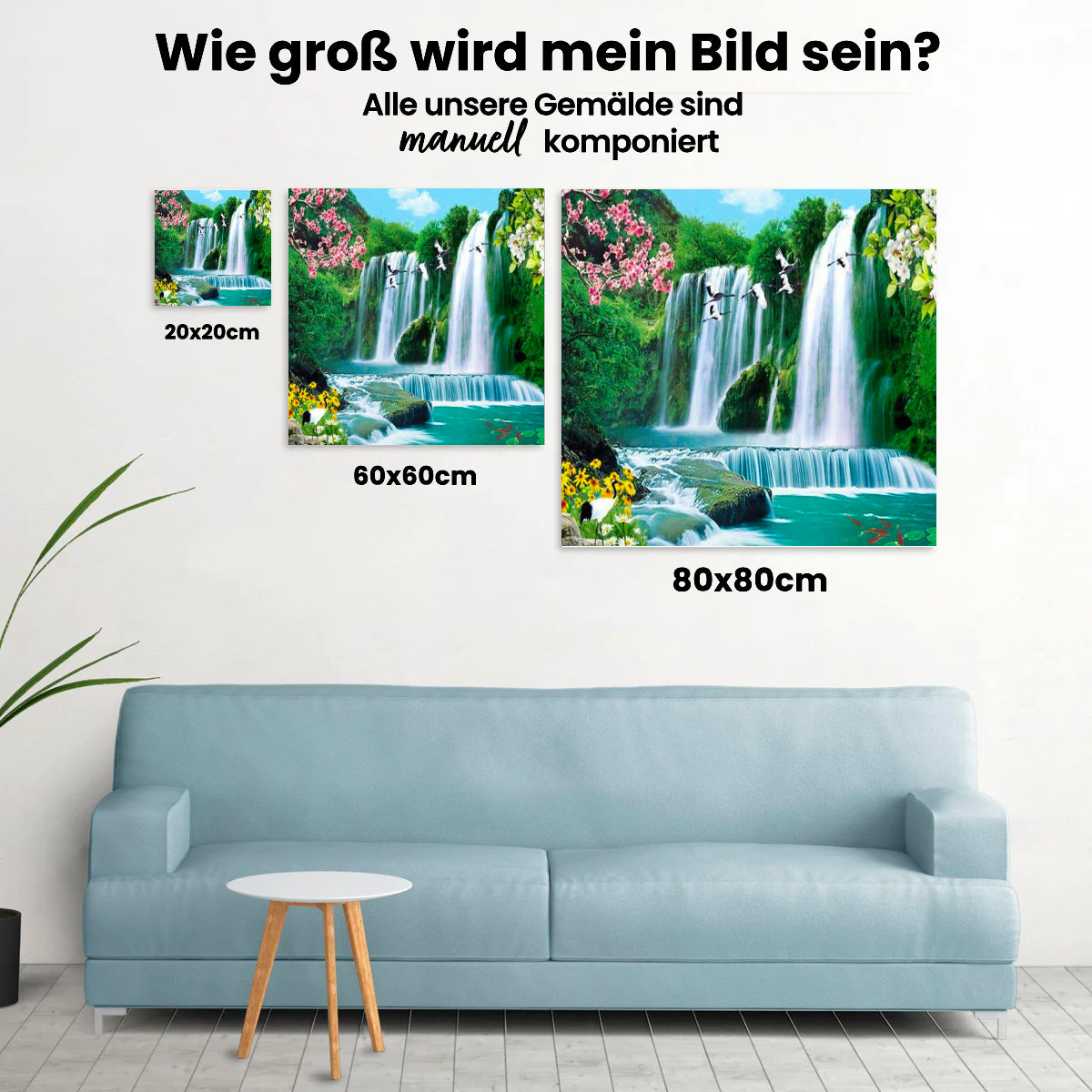 Wasserfall Landschaft - Malen nach Zahlen