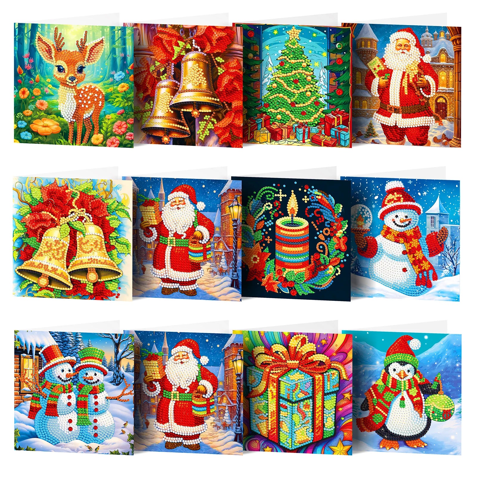 Weihnachtskarten | 12 Stück - Malen nach Zahlen