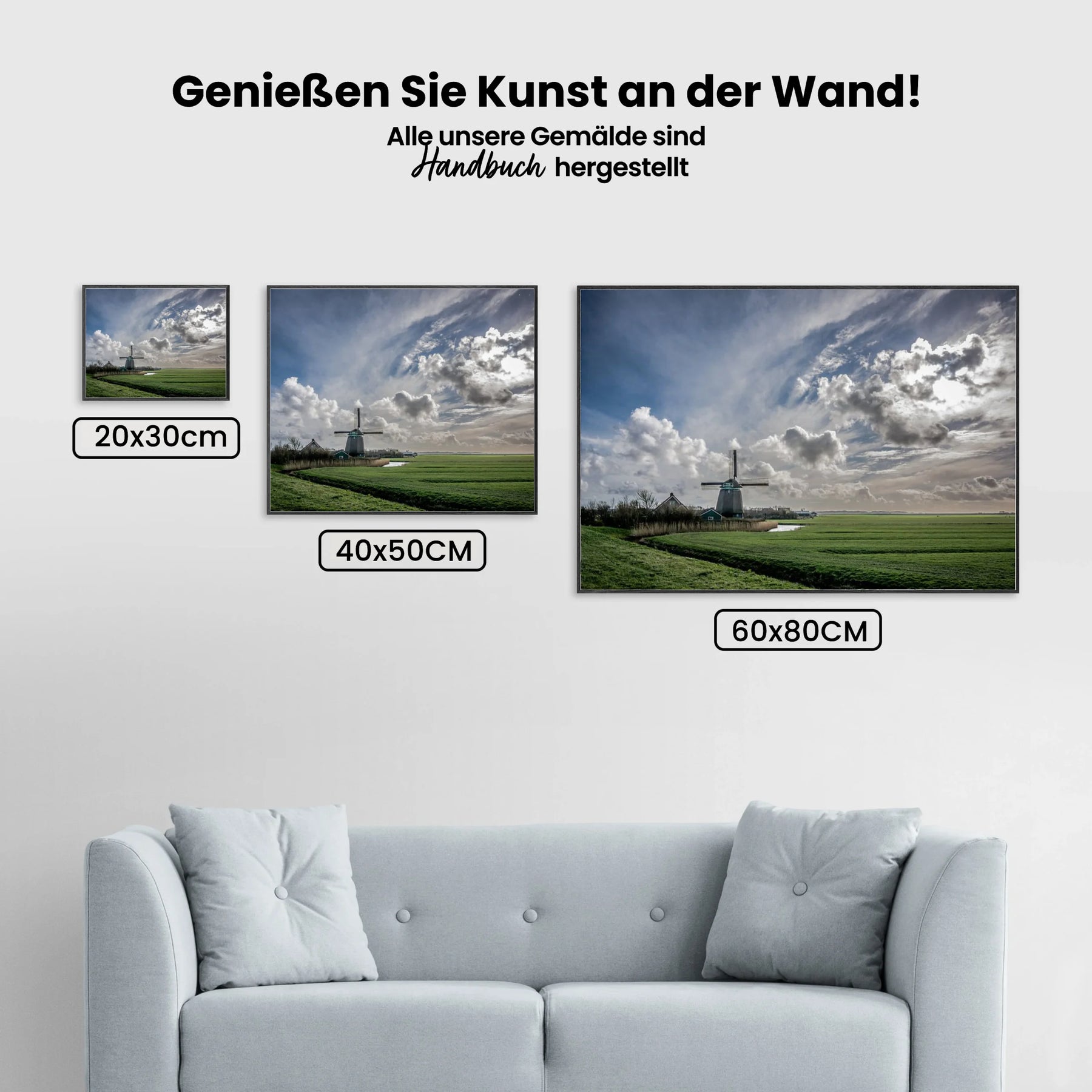 Windmühlen-Landschaft - Malen nach Zahlen