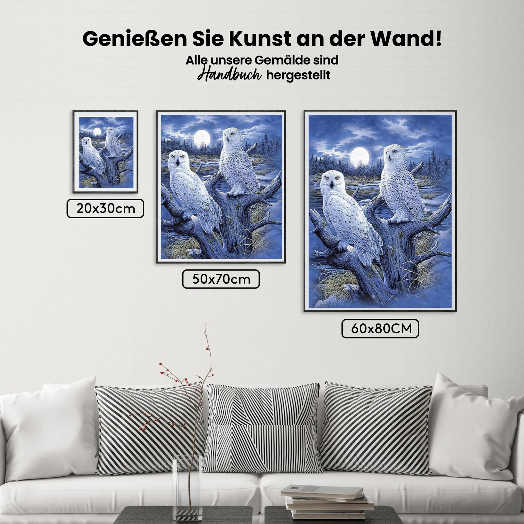 Winter-Eulen - Malen nach Zahlen