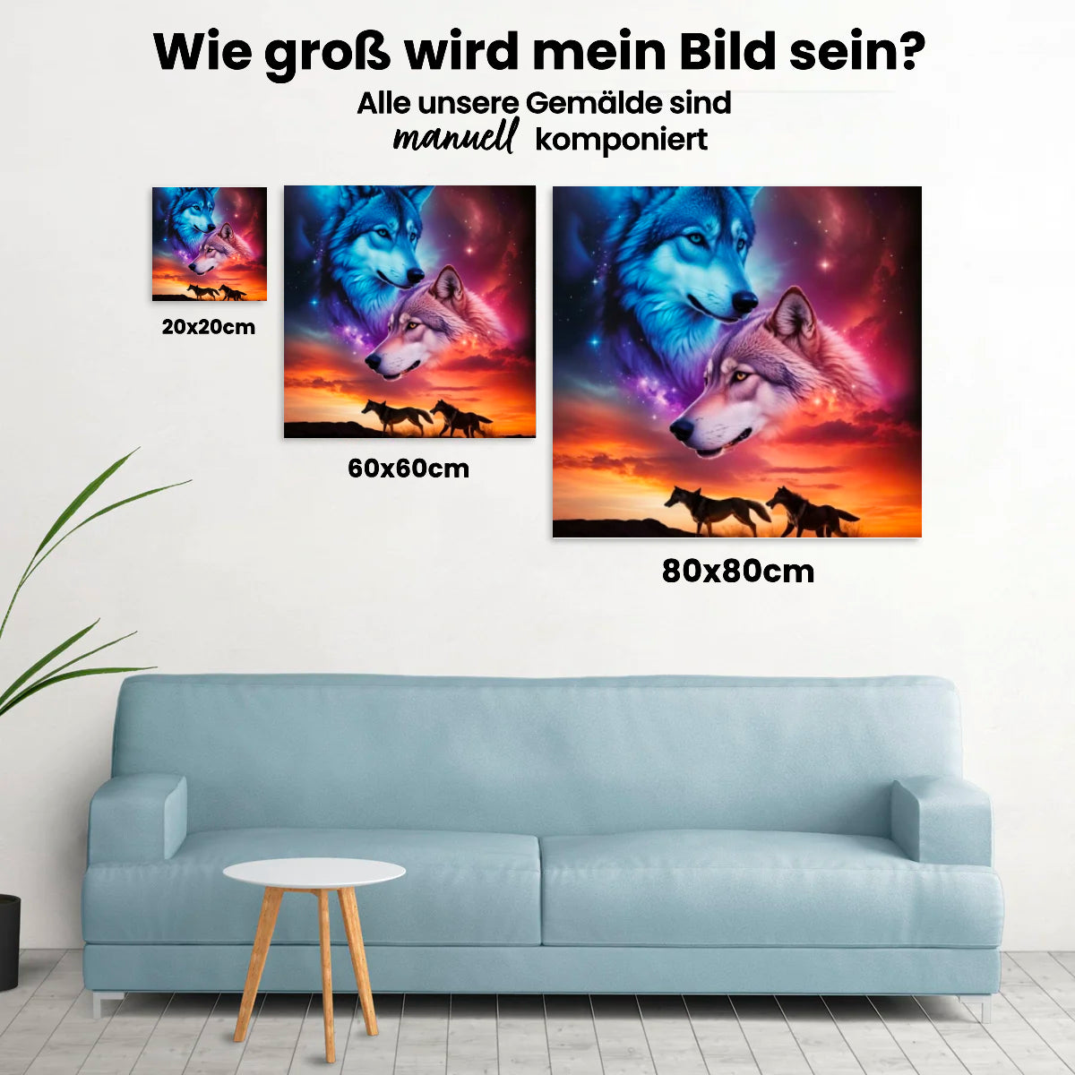 Wölfe und Pferde - Malen nach Zahlen