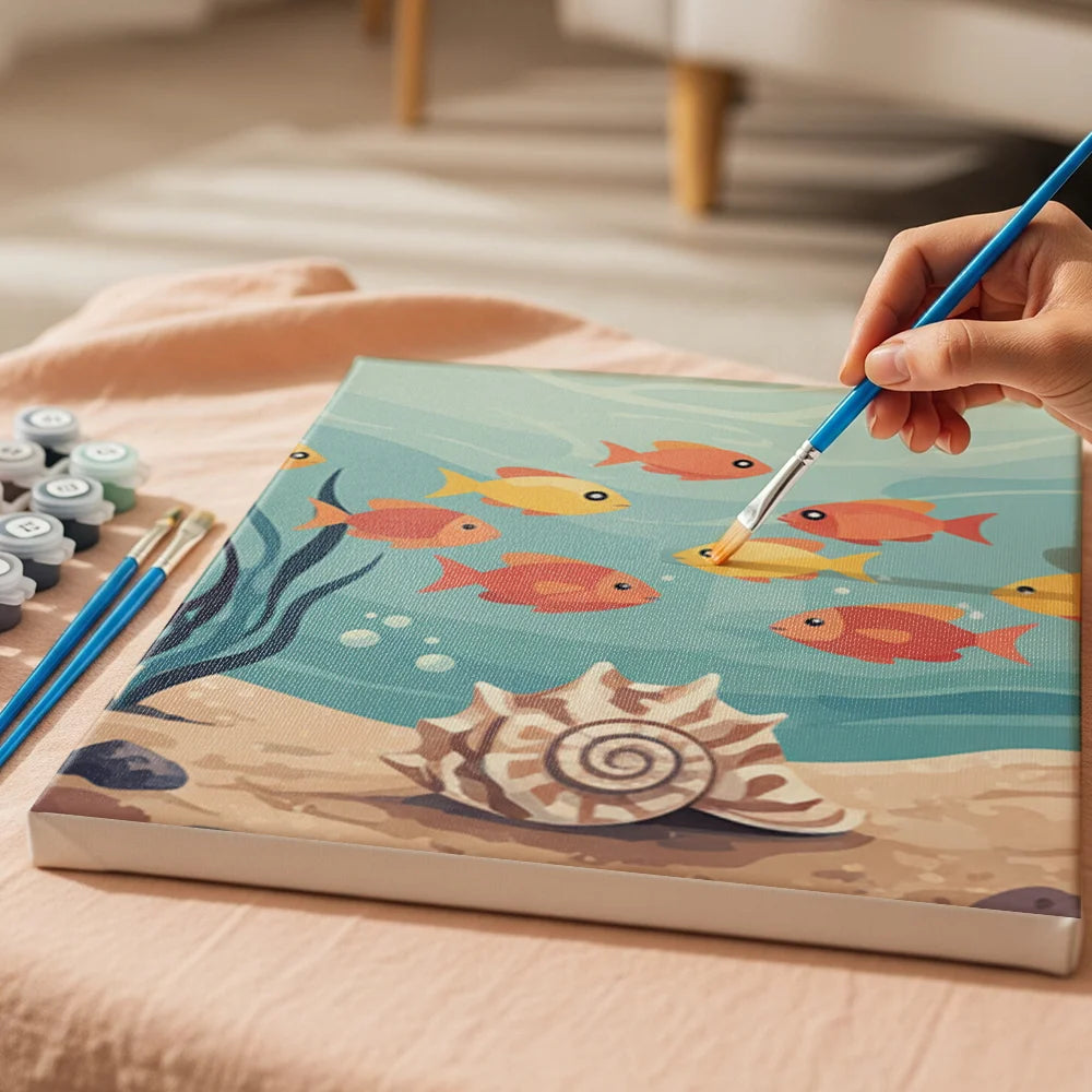 Måla efter siffror - 6 minimålningar | Set med abstrakta affirmationer