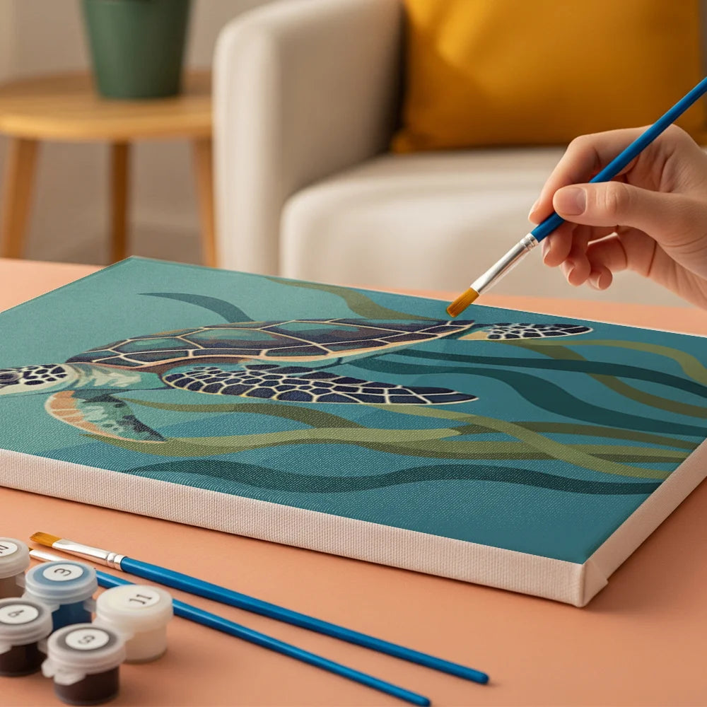 Måla efter siffror - 6 minimålningar | Set med abstrakta affirmationer