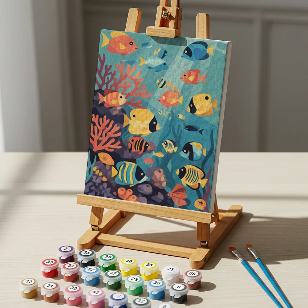 Måla efter siffror - 6 minimålningar | Set med abstrakta affirmationer