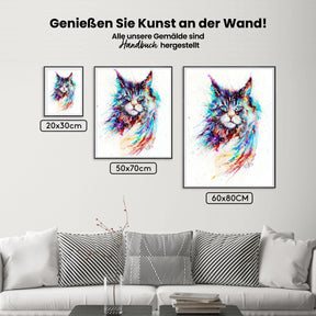 Aquarellkunst Katze - Malen nach Zahlen