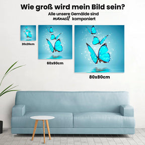 Blaue Schmetterlinge aus dem Wasser - Malen nach Zahlen
