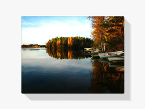 Boote auf dem See Herbst - Malen nach Zahlen