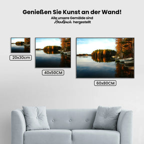 Boote auf dem See Herbst - Malen nach Zahlen