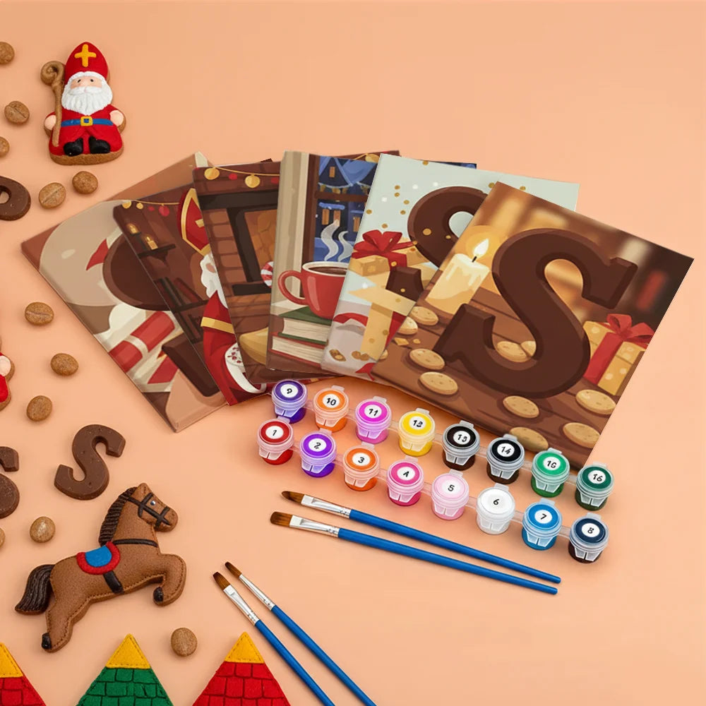 Måla efter siffror - 6 minimålningar | Set med abstrakta affirmationer