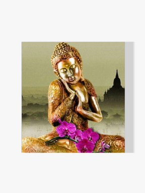 Buddha mit violetten Blumen - Malen nach Zahlen