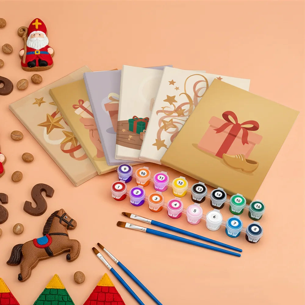 Måla efter siffror - 6 minimålningar | Set med abstrakta affirmationer