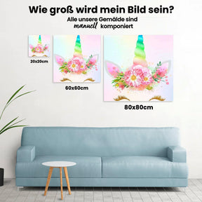 Einhorn-Blumen - Malen nach Zahlen