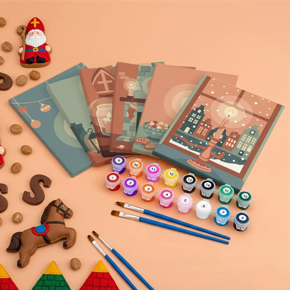 Måla efter siffror - 6 minimålningar | Set med abstrakta affirmationer