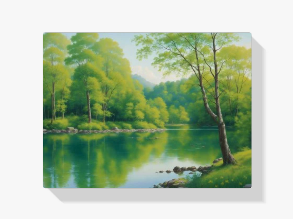 Fluss Grüner Wald - Malen nach Zahlen