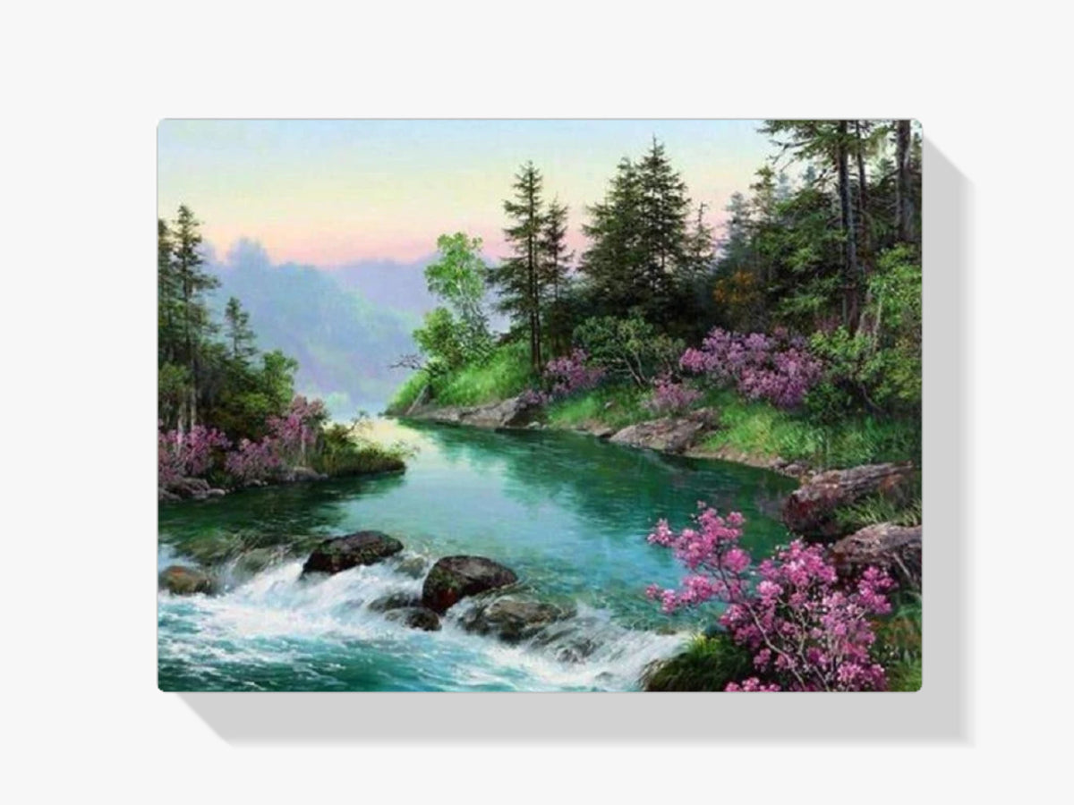 Fluss im Wald - Malen nach Zahlen